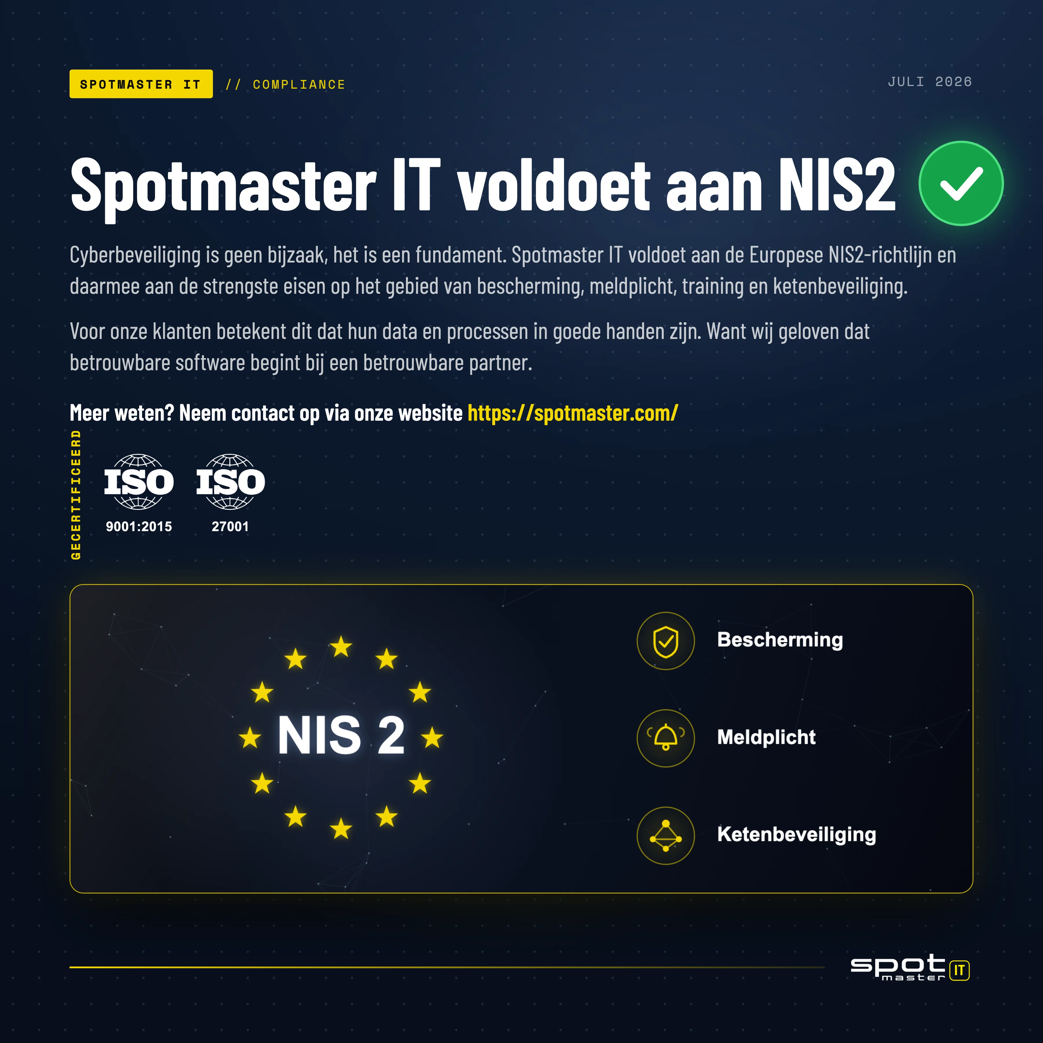 Spotmaster IT voldoet aan NIS2